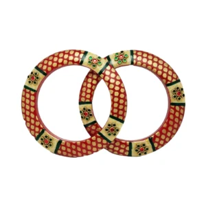 CZFashions Red Gold Kundan Bangles Set Set - Glamorous Accessory for Weddings and Special Occasions