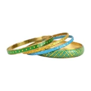 Dark Aqua Minimal Metal Bangles Set - CZFashions Stylish Jewelry - Image 2