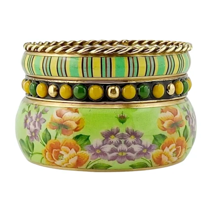 CZFashions Floral Green Metal Bangles Set