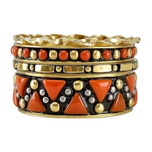 CZFashions Triquetrous Tangerine Bangles Set